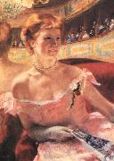 Mary Cassatt Lydia in a Loge Wearing a Pearl Necklace painting